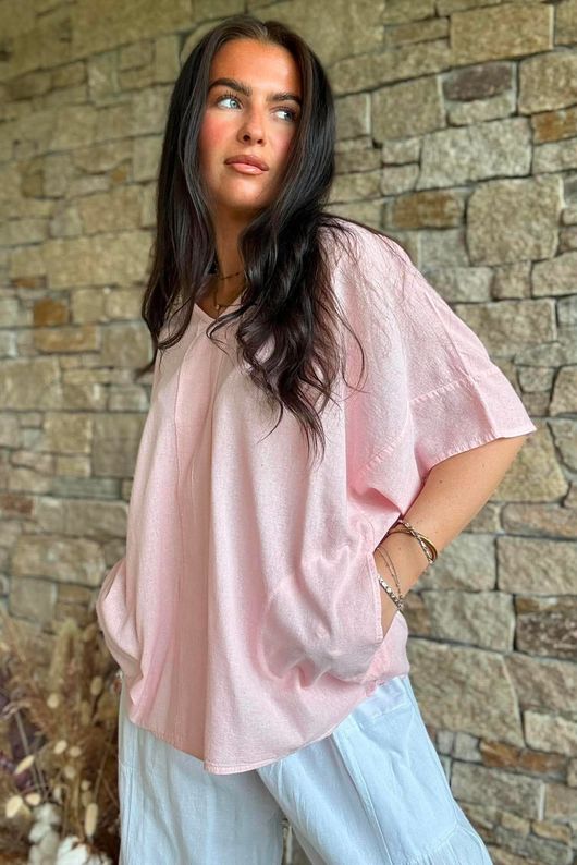 Rustic Nature Linen Blend Pocket Tee Washed Sugar